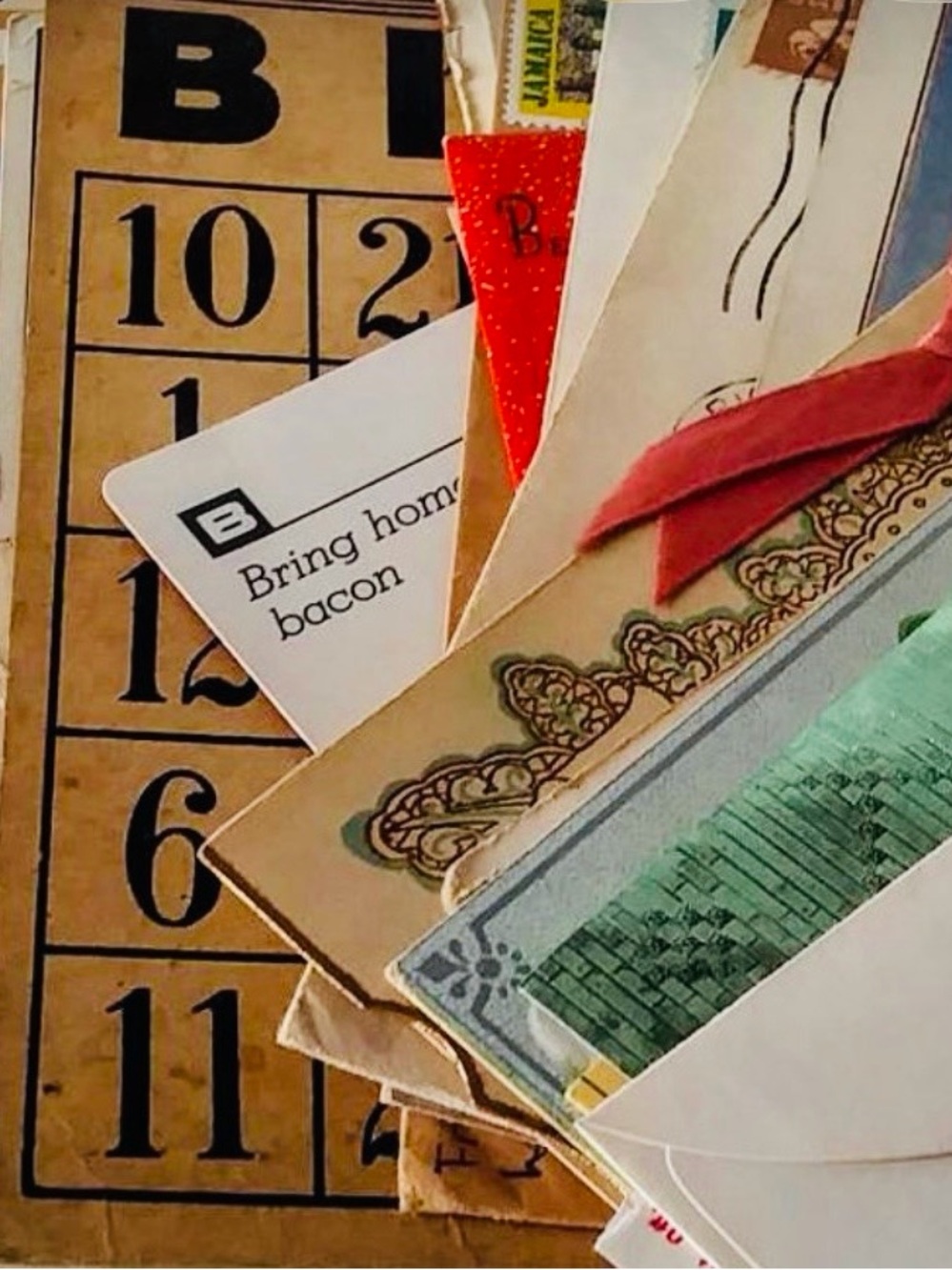 Junk Journal- Ephemera Lot with vintage Cards& Papers - Brown, Cream, multicolor